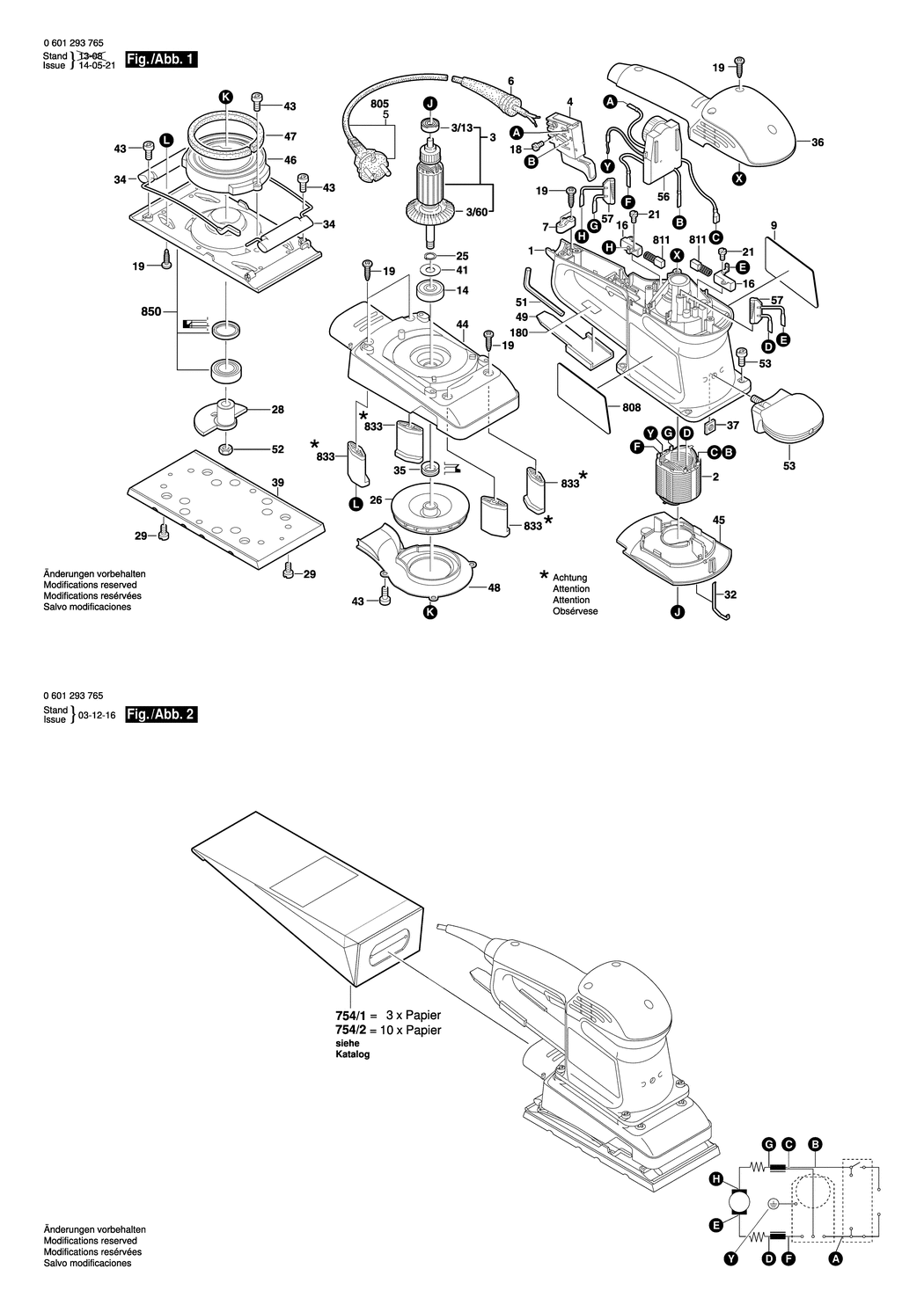 Bosch BOS 280 / 0601293765 / EU 230 Volt Spare Parts