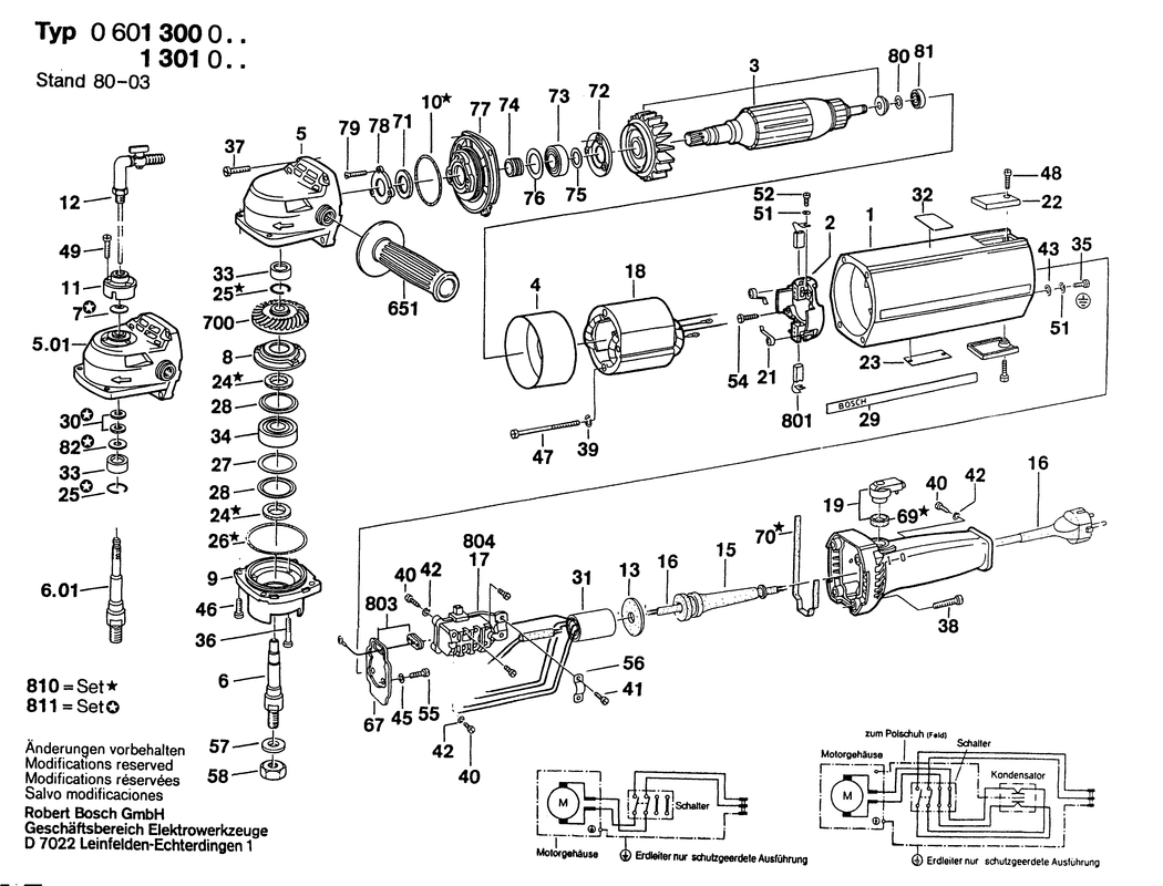 Bosch USW(J⥷ / 0601300001 / EU 110 Volt Spare Parts