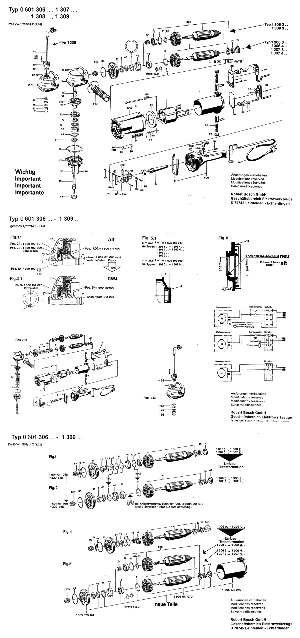 Bosch ---- / 0601306103 / EU 220 Volt Spare Parts