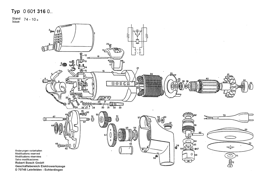 Bosch ---- / 0601316001 / EU 110 Volt Spare Parts