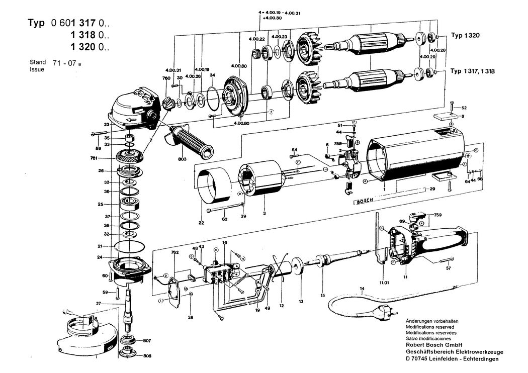 Bosch ---- / 0601317001 / EU 110 Volt Spare Parts