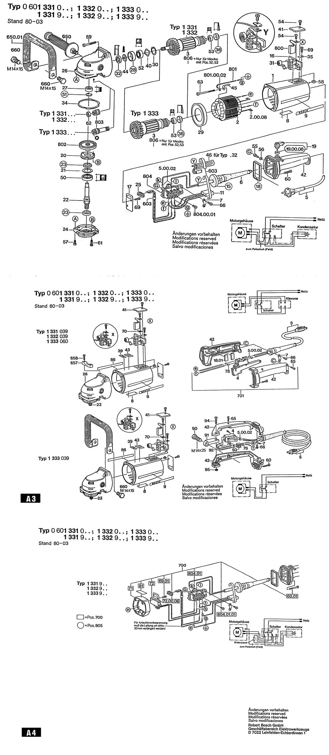 Bosch ---- / 0601331003 / EU 220 Volt Spare Parts