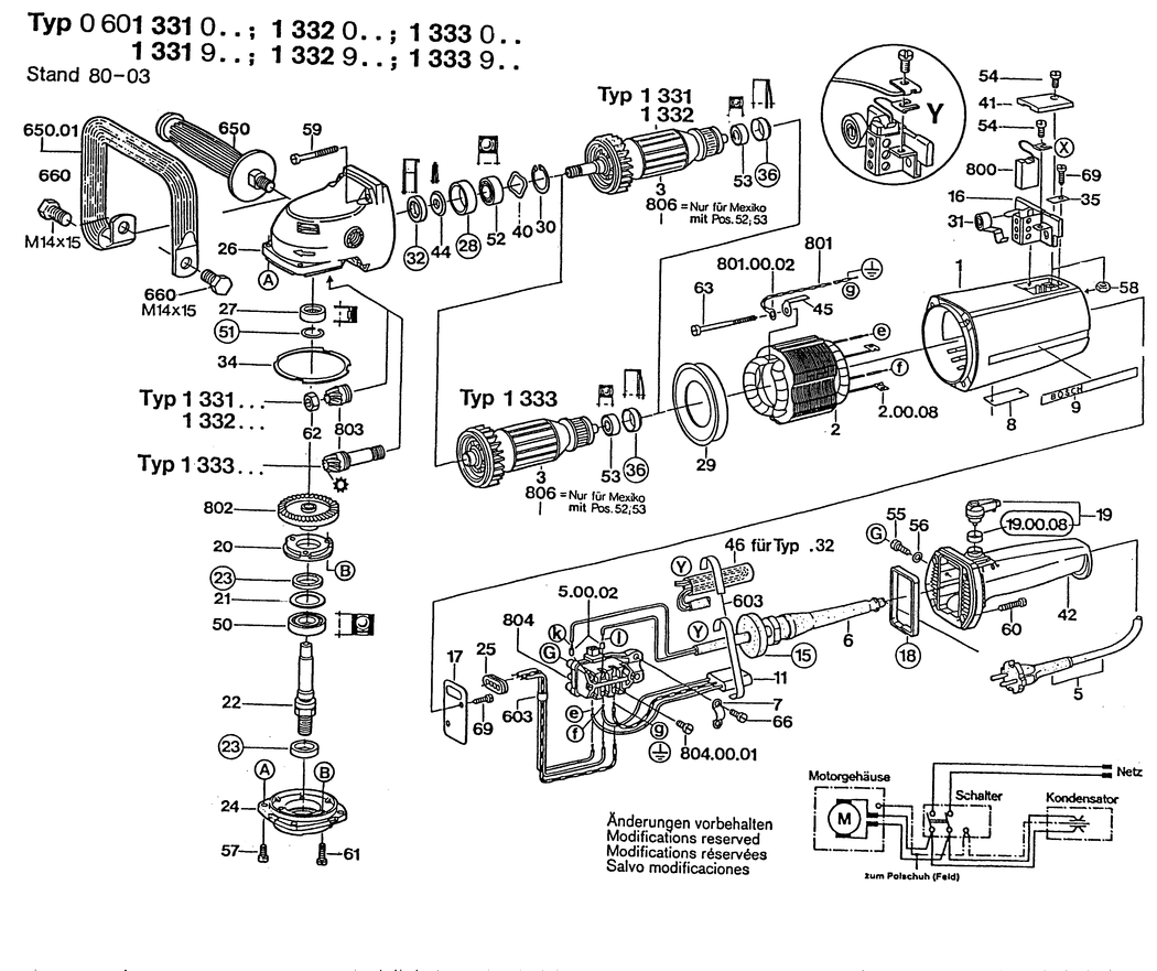 Bosch ---- / 0601333003 / EU 220 Volt Spare Parts