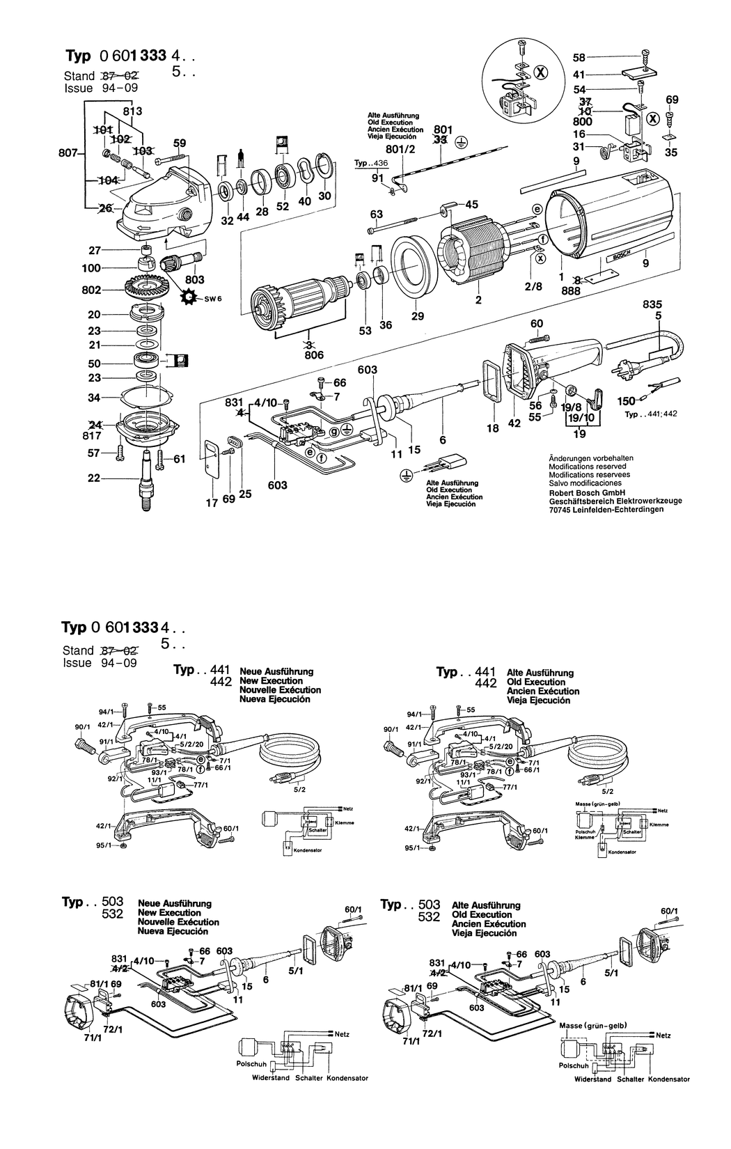 Bosch ---- / 0601333403 / EU 220 Volt Spare Parts