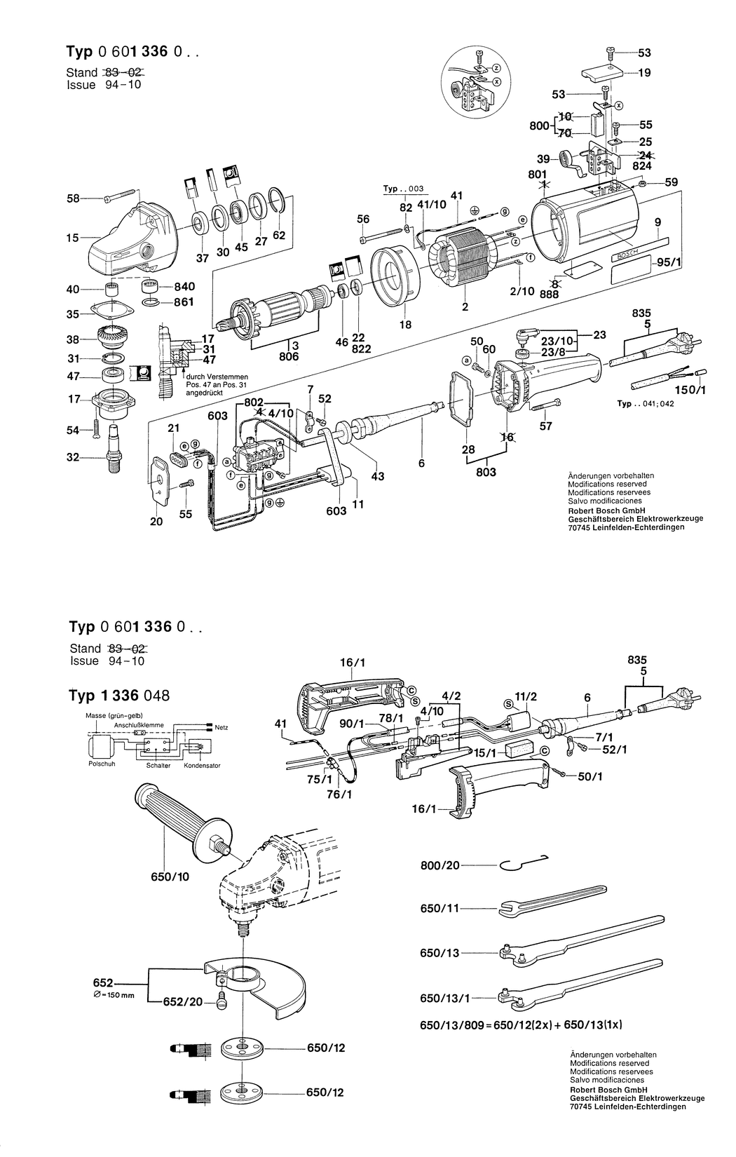 Bosch ---- / 0601336003 / EU 220 Volt Spare Parts