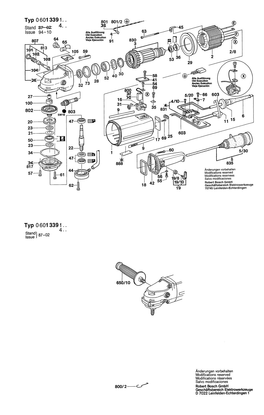 Bosch ---- / 0601339160 / --- 110 Volt Spare Parts