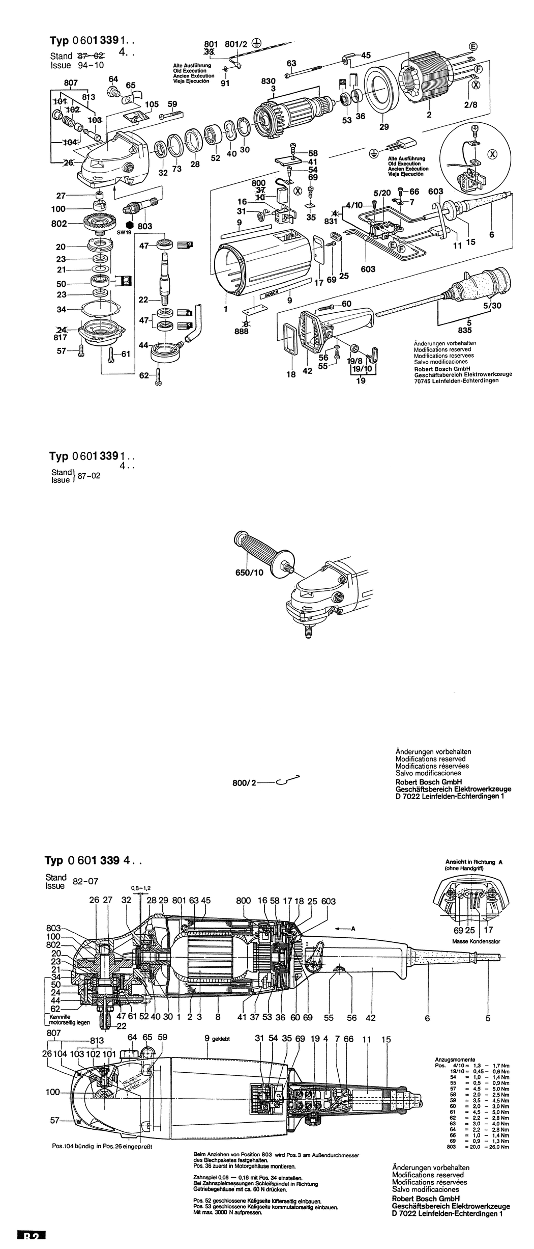 Bosch ---- / 0601339461 / EU 220 Volt Spare Parts