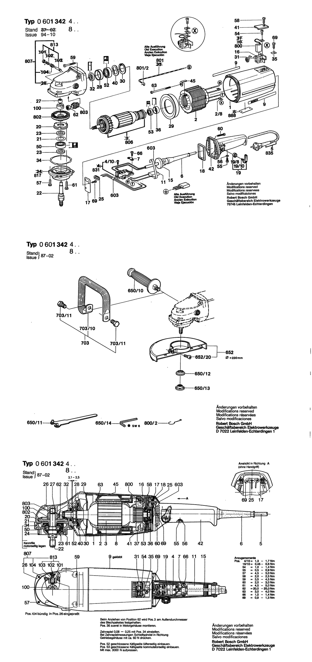 Bosch ---- / 0601342403 / EU 220 Volt Spare Parts