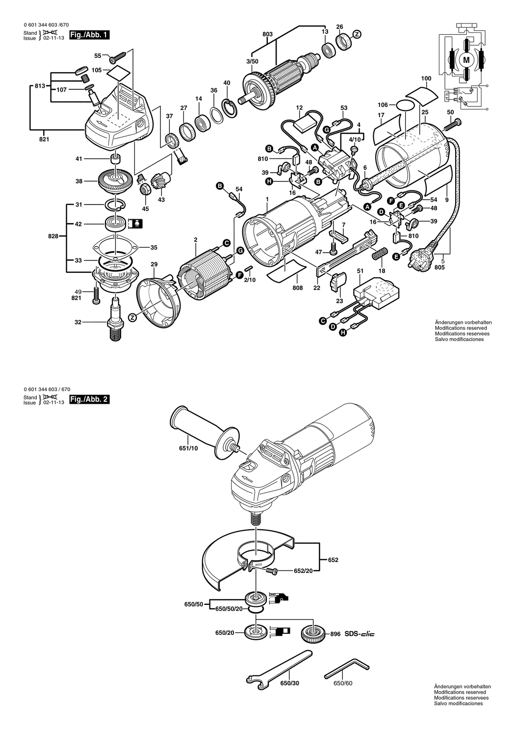 Bosch GWS 9-125 CE / 0601344603 / EU 230 Volt Spare Parts