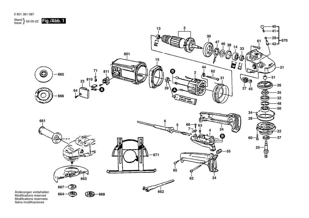 Bosch GWS 23-180 / 0601361080 / IRL 220 Volt Spare Parts