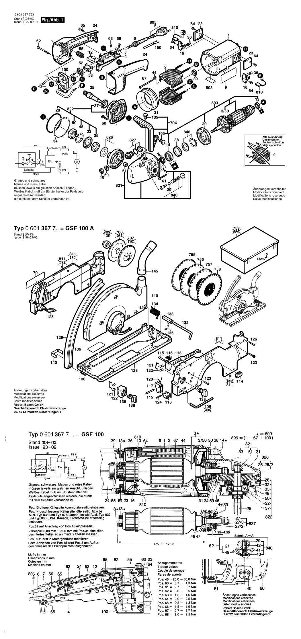 Bosch GSF 100 A / 0601367703 / EU 230 Volt Spare Parts