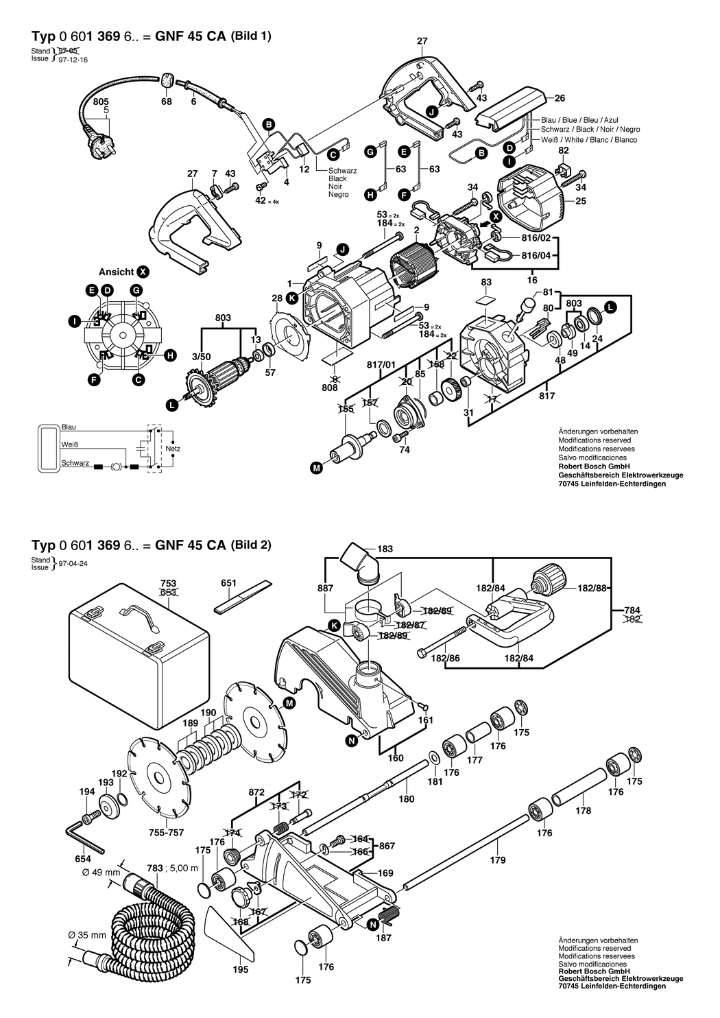 Bosch GNF 45 CA / 0601369603 / EU 230 Volt Spare Parts