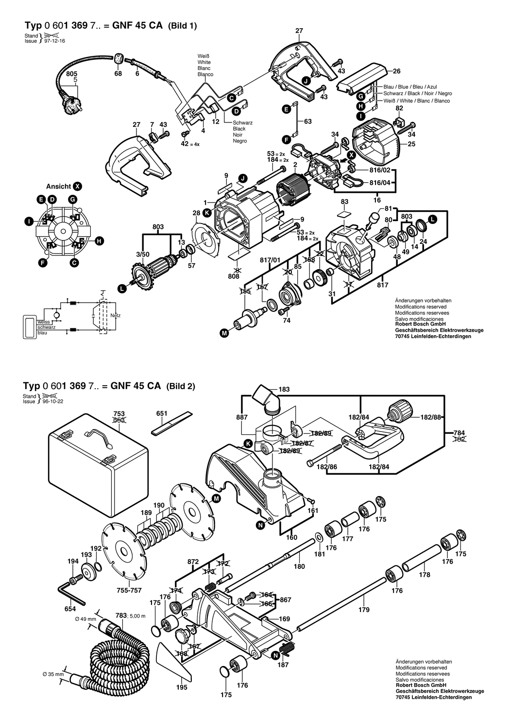 Bosch GNF 45 CA / 0601369703 / EU 230 Volt Spare Parts