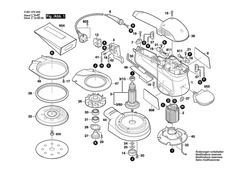 Bosch GEX 125 A / 0601372032 / CH 230 Volt Spare Parts