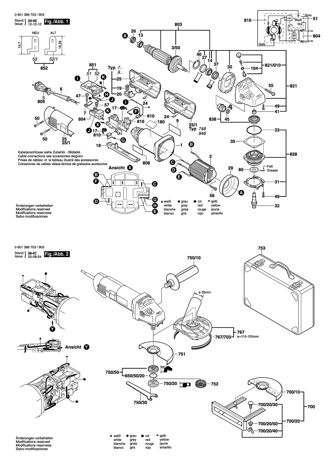 Bosch GWS 14-150 C / 0601386932 / CH 230 Volt Spare Parts