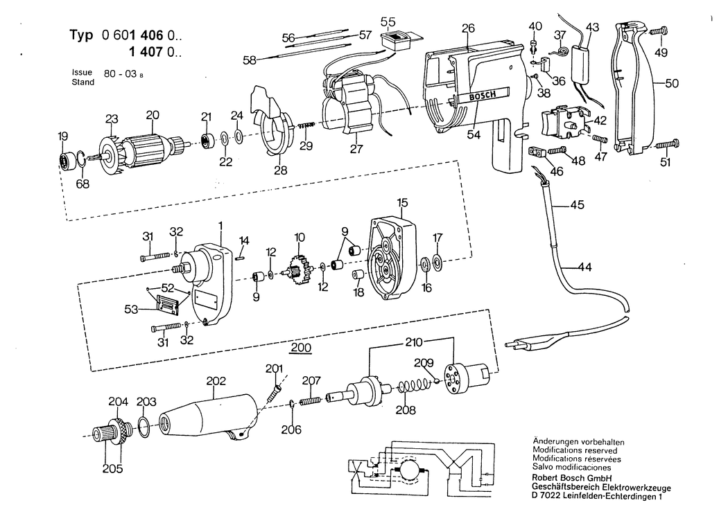 Bosch ---- / 0601406001 / EU 110 Volt Spare Parts