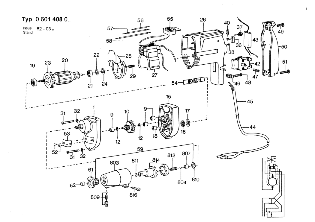 Bosch ---- / 0601408001 / EU 110 Volt Spare Parts