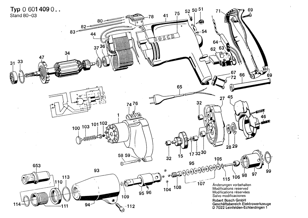 Bosch ---- / 0601409001 / EU 110 Volt Spare Parts