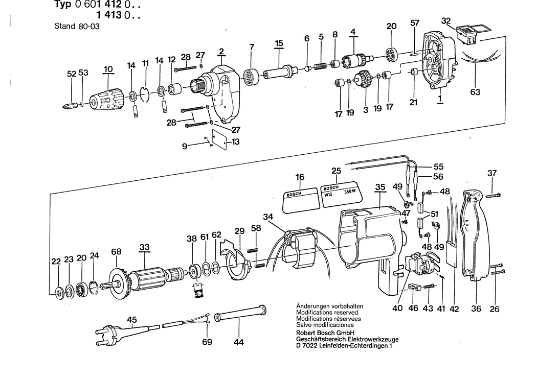 Bosch ---- / 0601412003 / EU 220 Volt Spare Parts