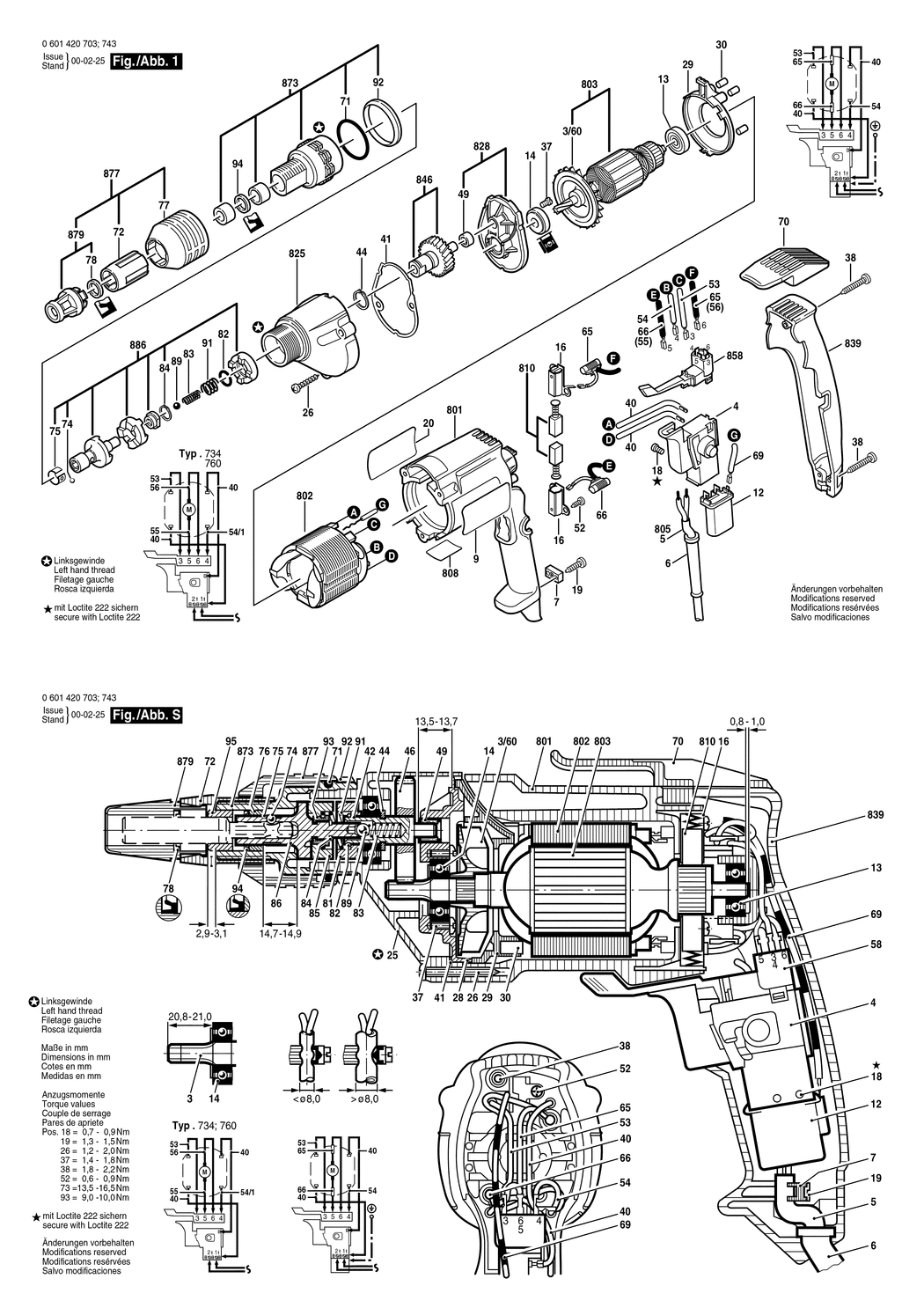 Bosch GSR 6-40 TE / 0601420732 / CH 230 Volt Spare Parts