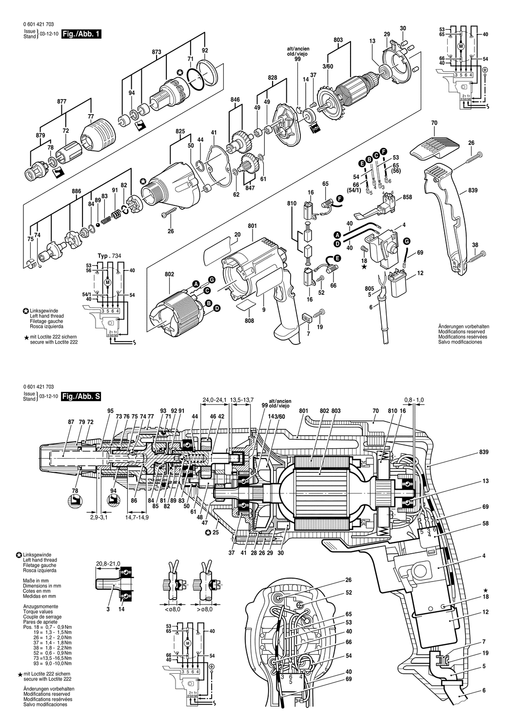 Bosch GSR 6-25 TE / 0601421732 / CH 230 Volt Spare Parts