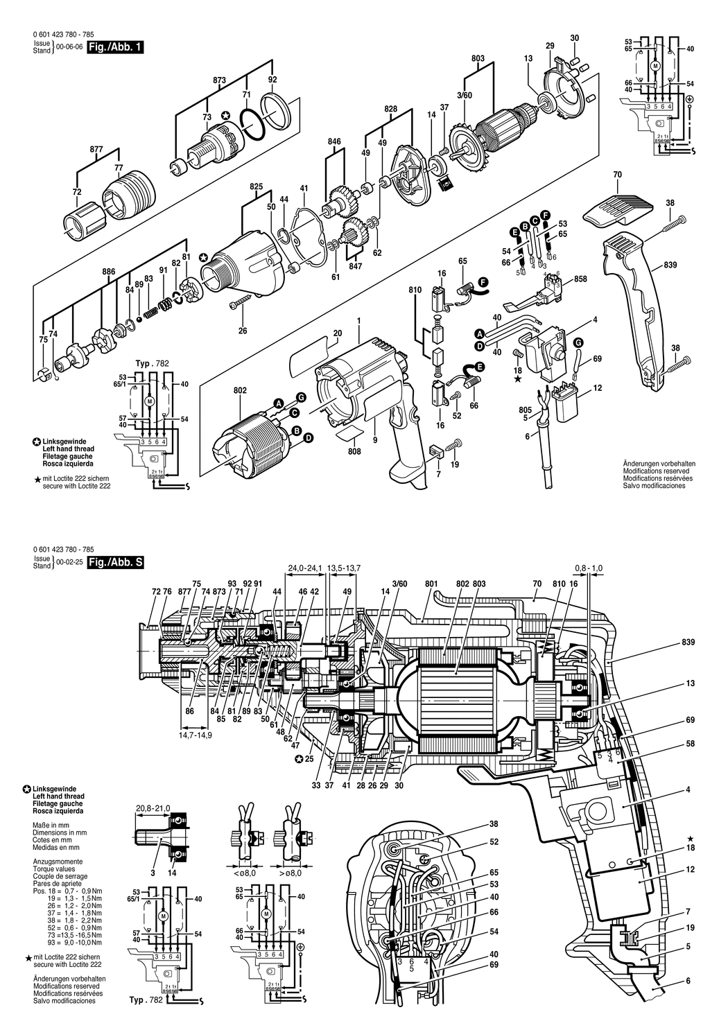 Bosch DI 600 / 0601423781 / CH 230 Volt Spare Parts