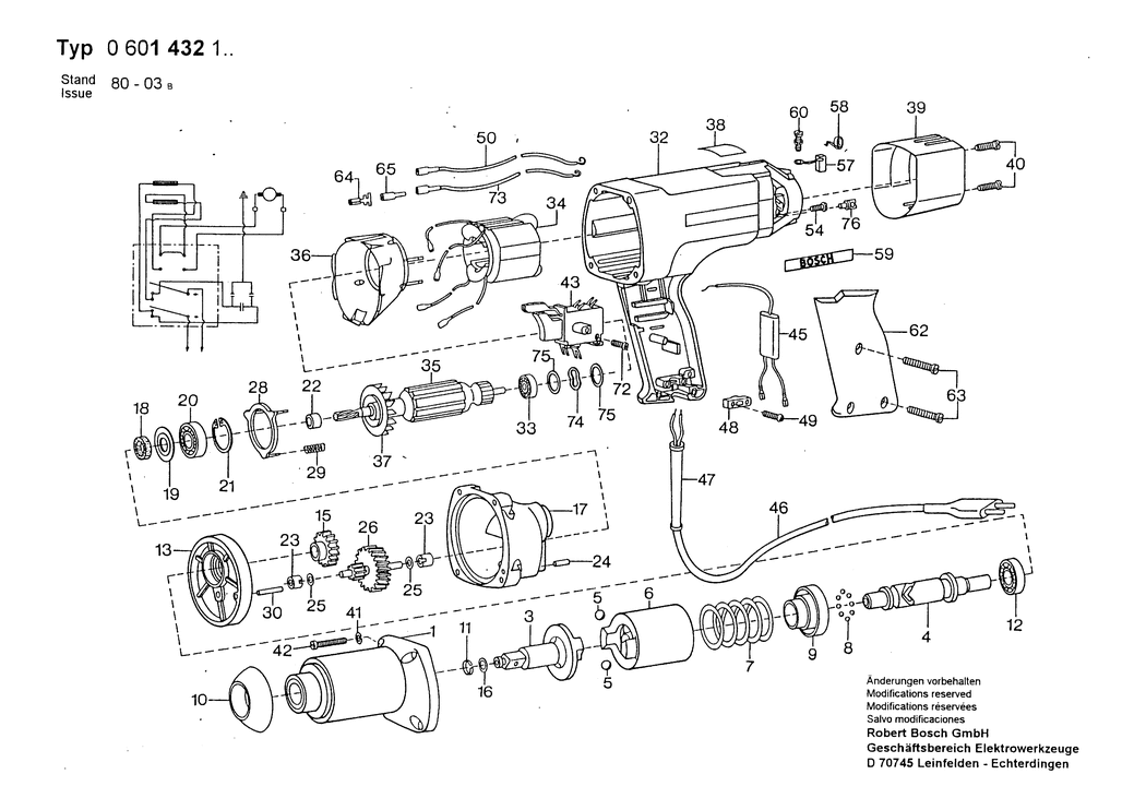 Bosch ---- / 0601432101 / EU 110 Volt Spare Parts