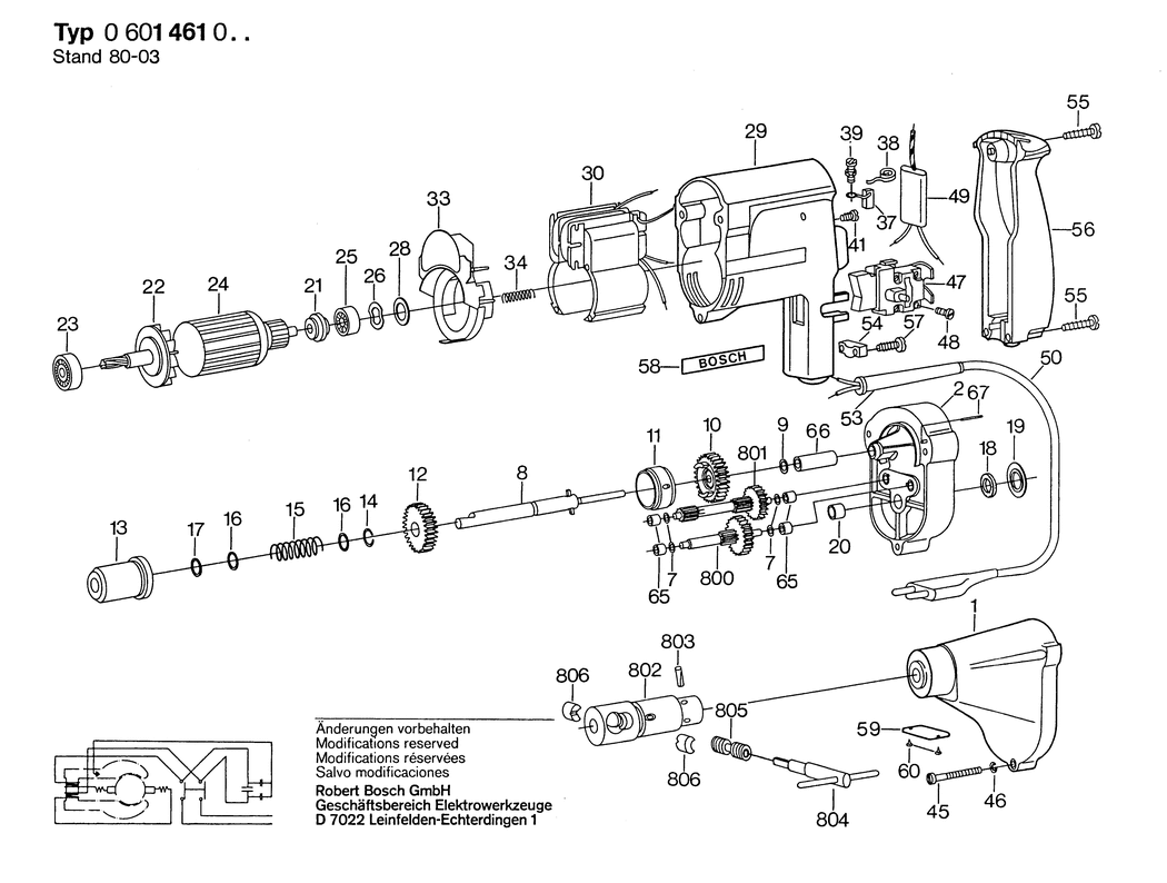 Bosch ---- / 0601461001 / EU 110 Volt Spare Parts