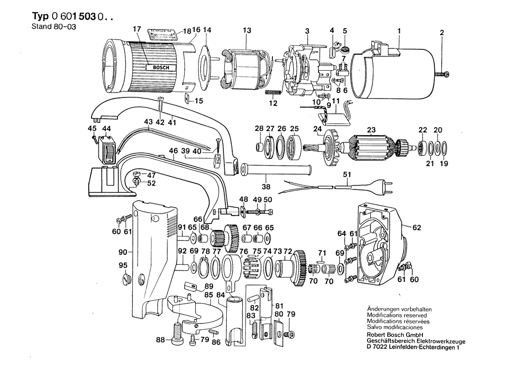 Bosch ---- / 0601503001 / EU 110 Volt Spare Parts