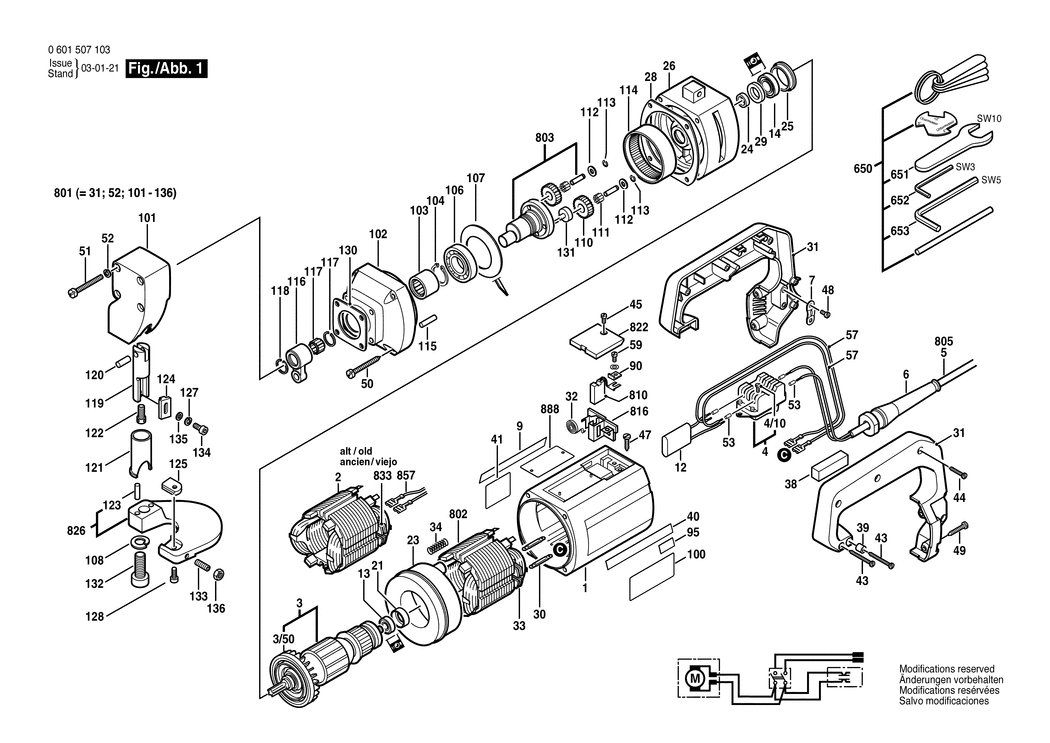 Bosch GSC 3.5 / 0601507132 / CH 220 Volt Spare Parts