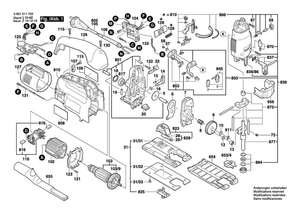 Bosch GST 135 BCE / 0601511742 / GB 230 Volt Spare Parts