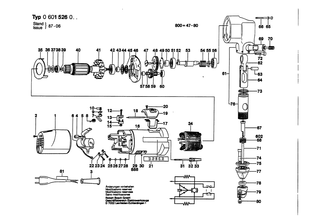 Bosch ---- / 0601526000 / EU 24 Volt Spare Parts