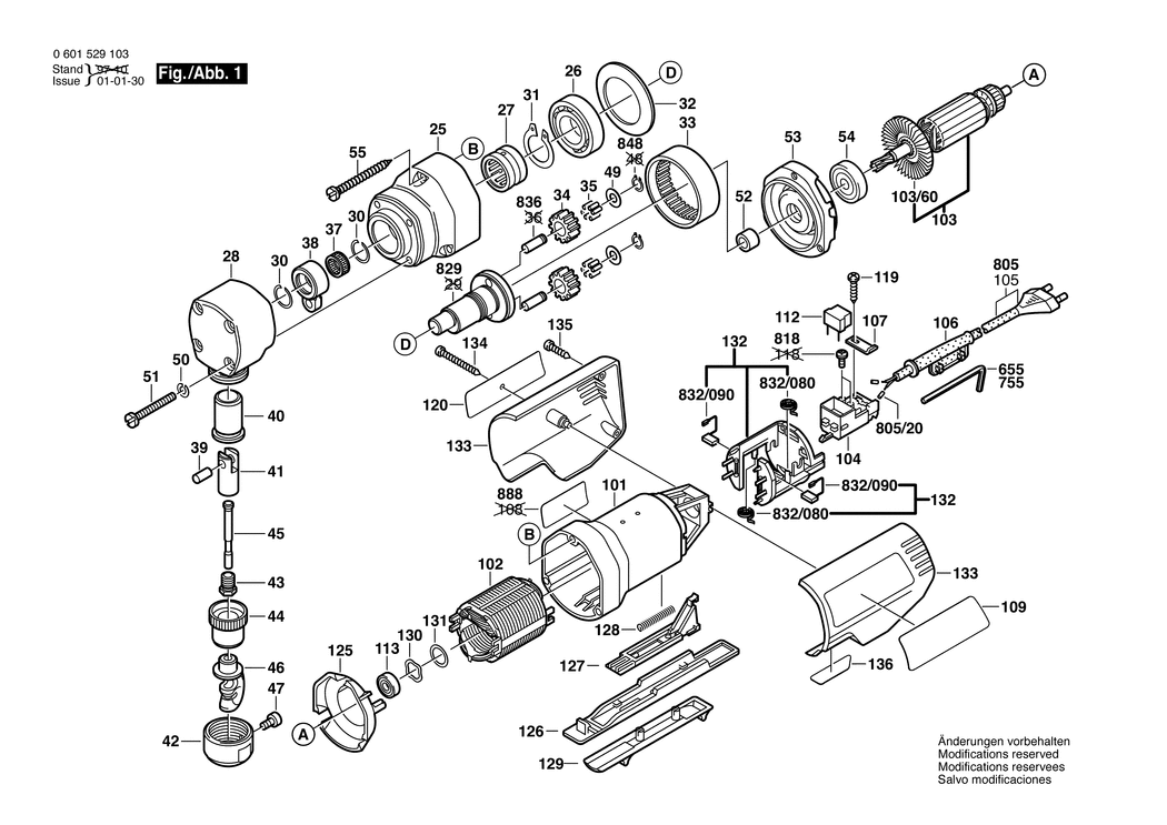 Bosch GNA 1.6 / 0601529103 / EU 230 Volt Spare Parts