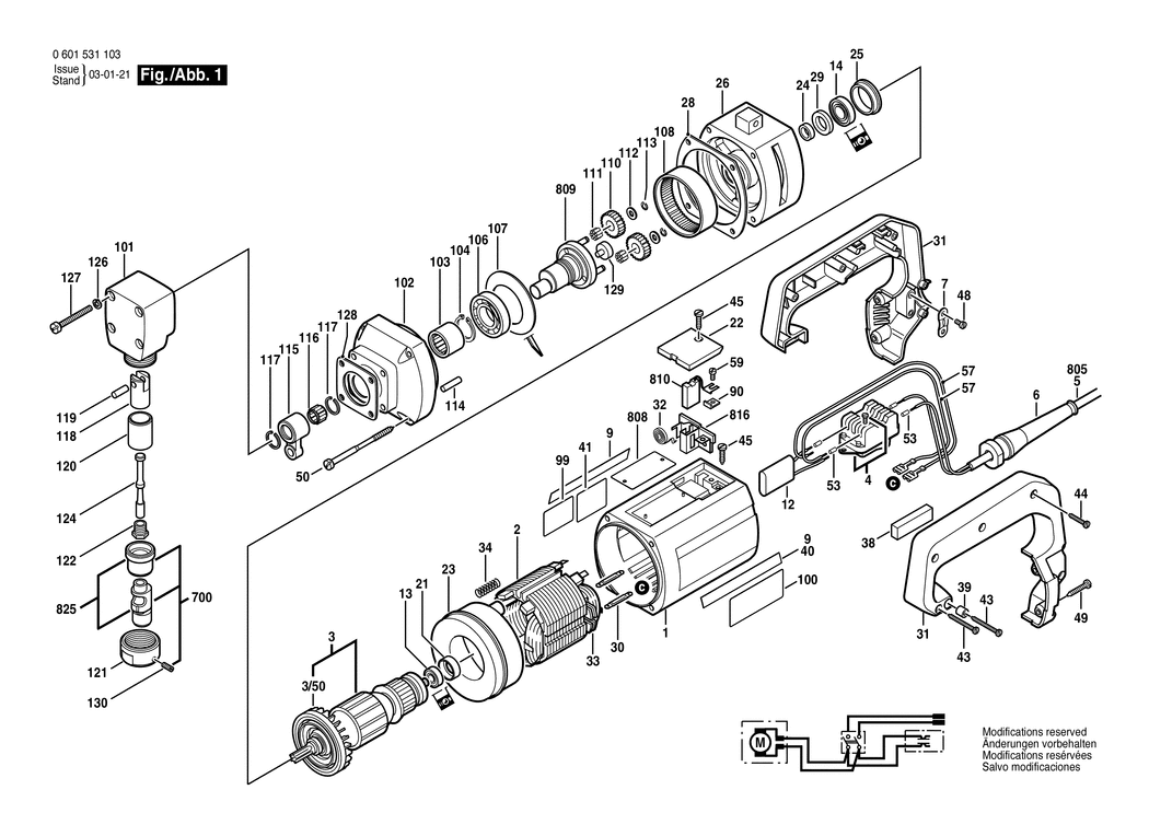 Bosch GNA 2.5 / 0601531103 / EU 230 Volt Spare Parts