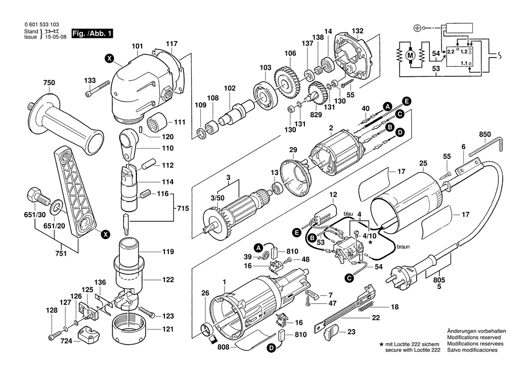 Bosch GNA 3.5 / 0601533103 / EU 230 Volt Spare Parts