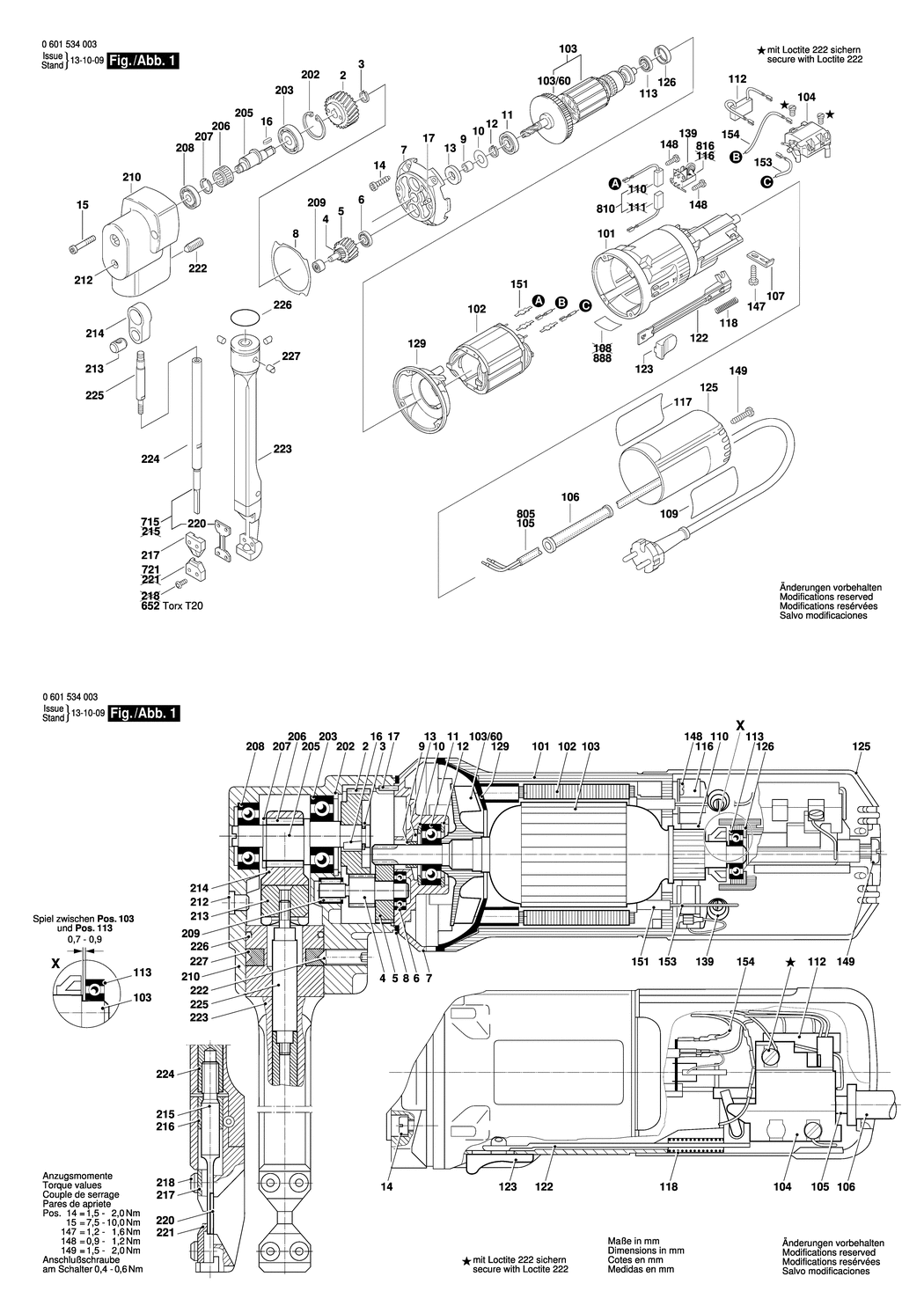 Bosch GNA 1.6 L / 0601534003 / EU 230 Volt Spare Parts