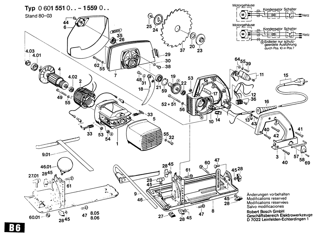 Bosch ---- / 0601551001 / EU 110 Volt Spare Parts