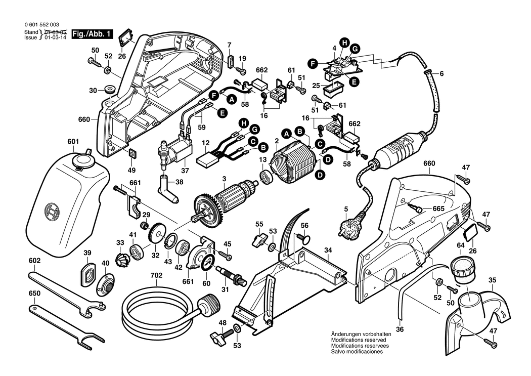 Bosch GDC 42 W / 0601552003 / EU 230 Volt Spare Parts