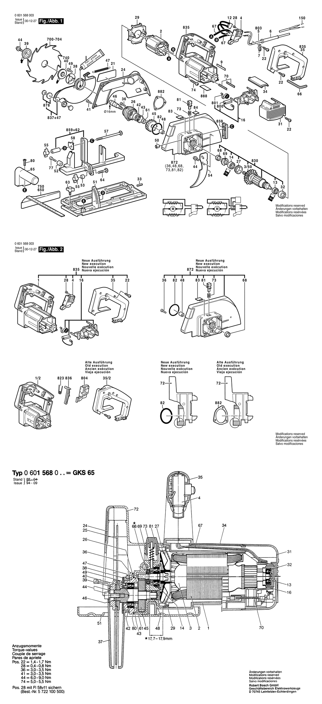 Bosch GKS 65 / 0601568003 / EU 230 Volt Spare Parts