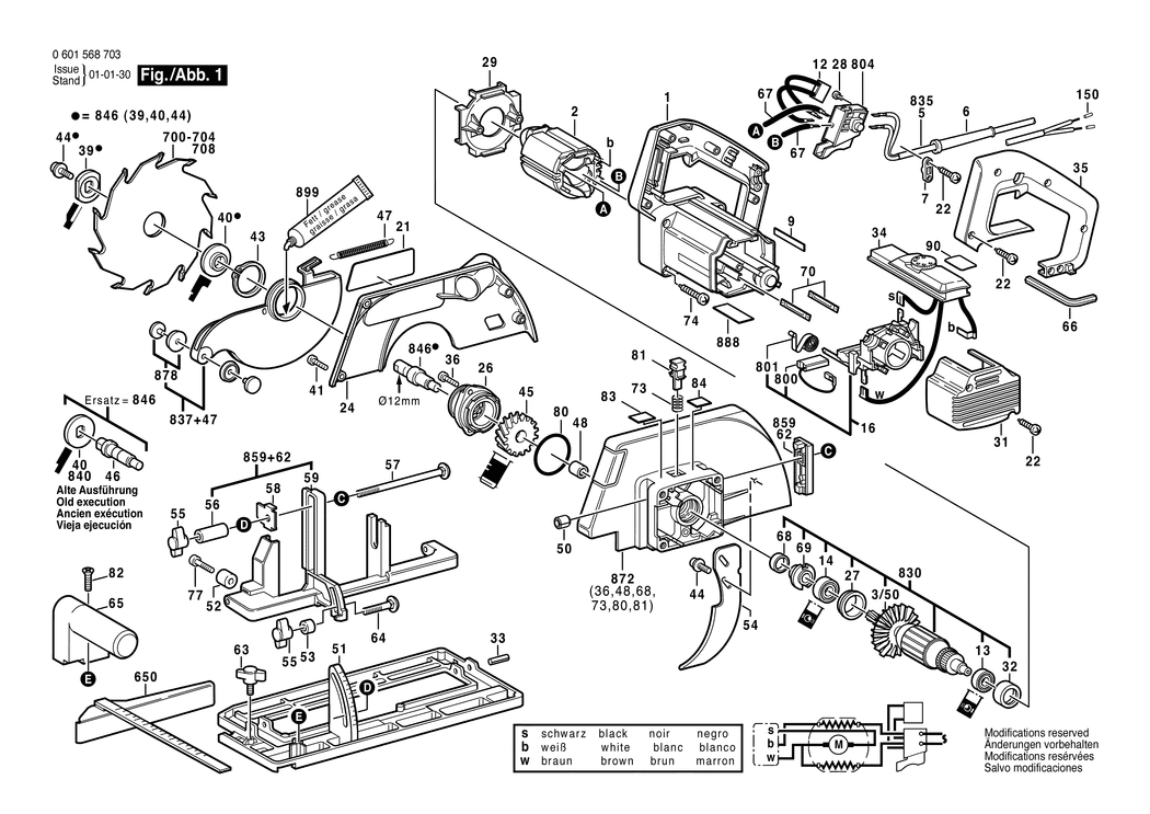 Bosch GKS 66 CE / 0601568732 / CH 220 Volt Spare Parts