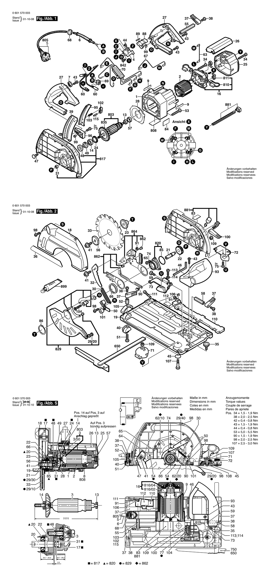 Bosch GKS 68 B / 0601570032 / CH 230 Volt Spare Parts