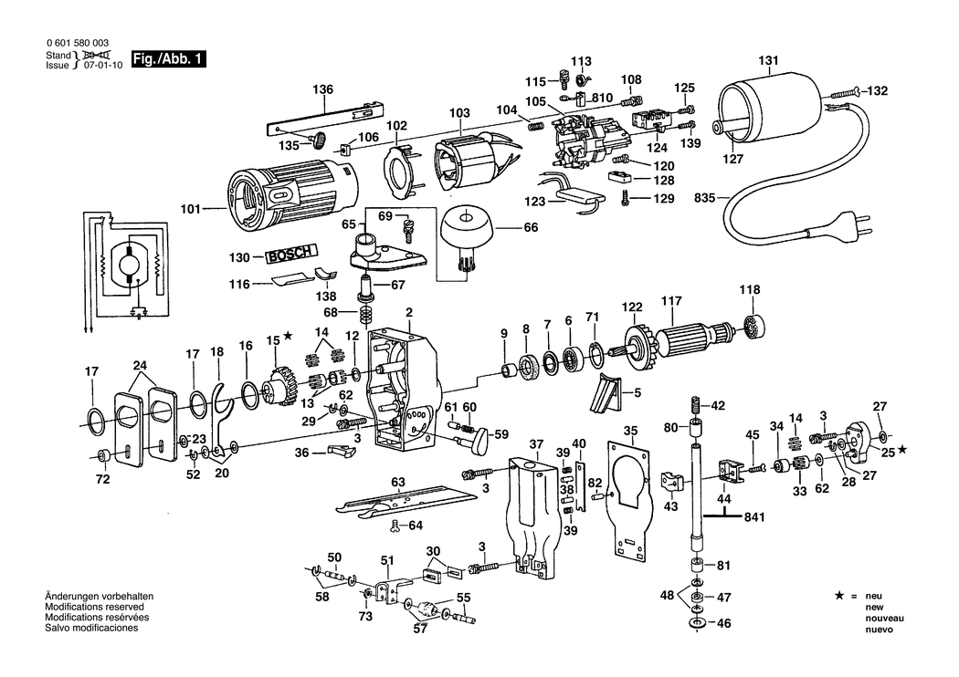 Bosch ---- / 0601580003 / EU 220 Volt Spare Parts
