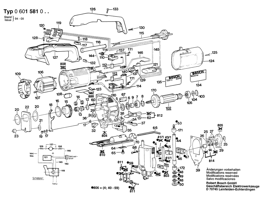 Bosch ---- / 0601581003 / EU 220 Volt Spare Parts