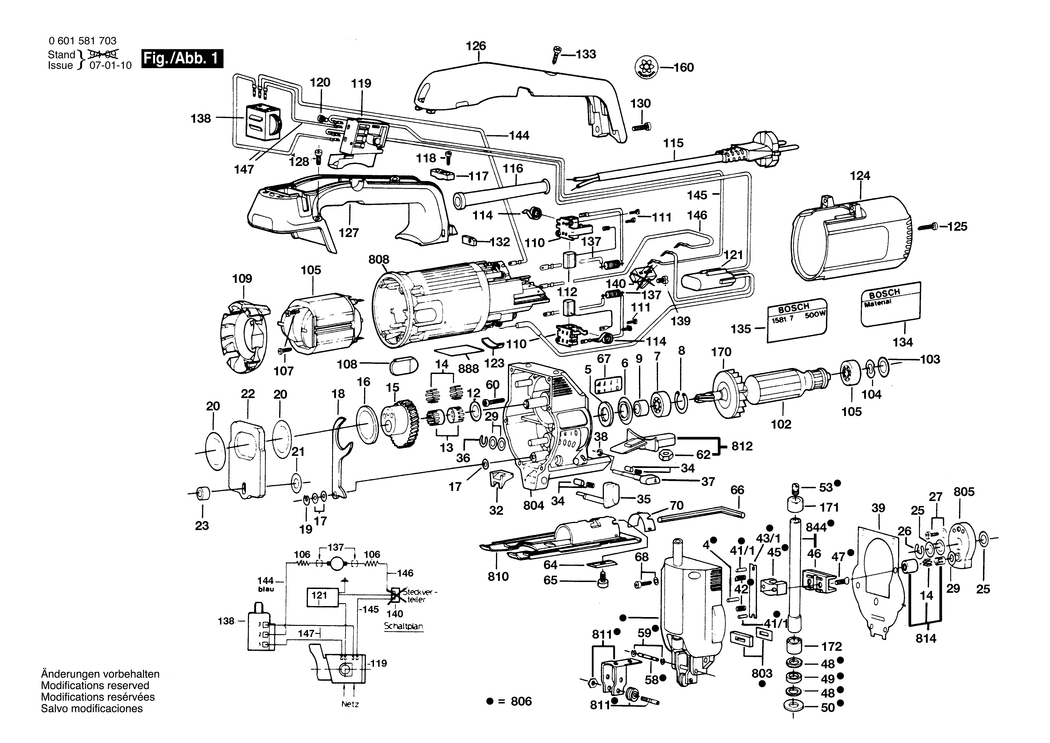 Bosch ---- / 0601581703 / EU 220 Volt Spare Parts