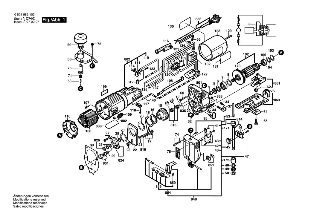 Bosch GST 60 P / 0601582103 / EU 220 Volt Spare Parts