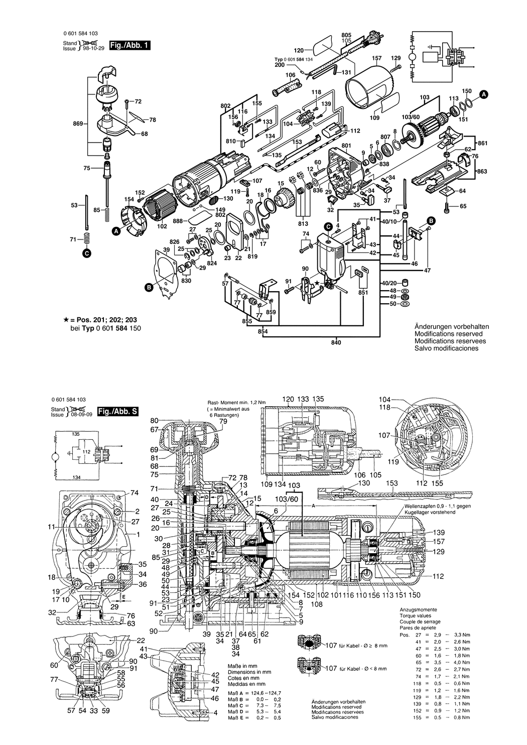 Bosch GST 85 P / 0601584132 / CH 230 Volt Spare Parts