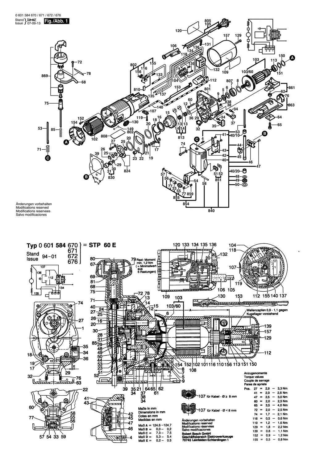 Bosch STP 60 E / 0601584670 / EU 230 Volt Spare Parts