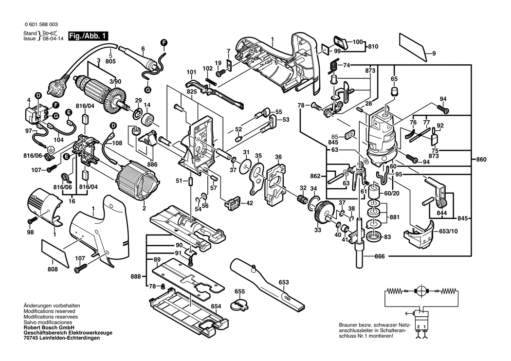 Bosch GST 100 / 0601588032 / CH 230 Volt Spare Parts