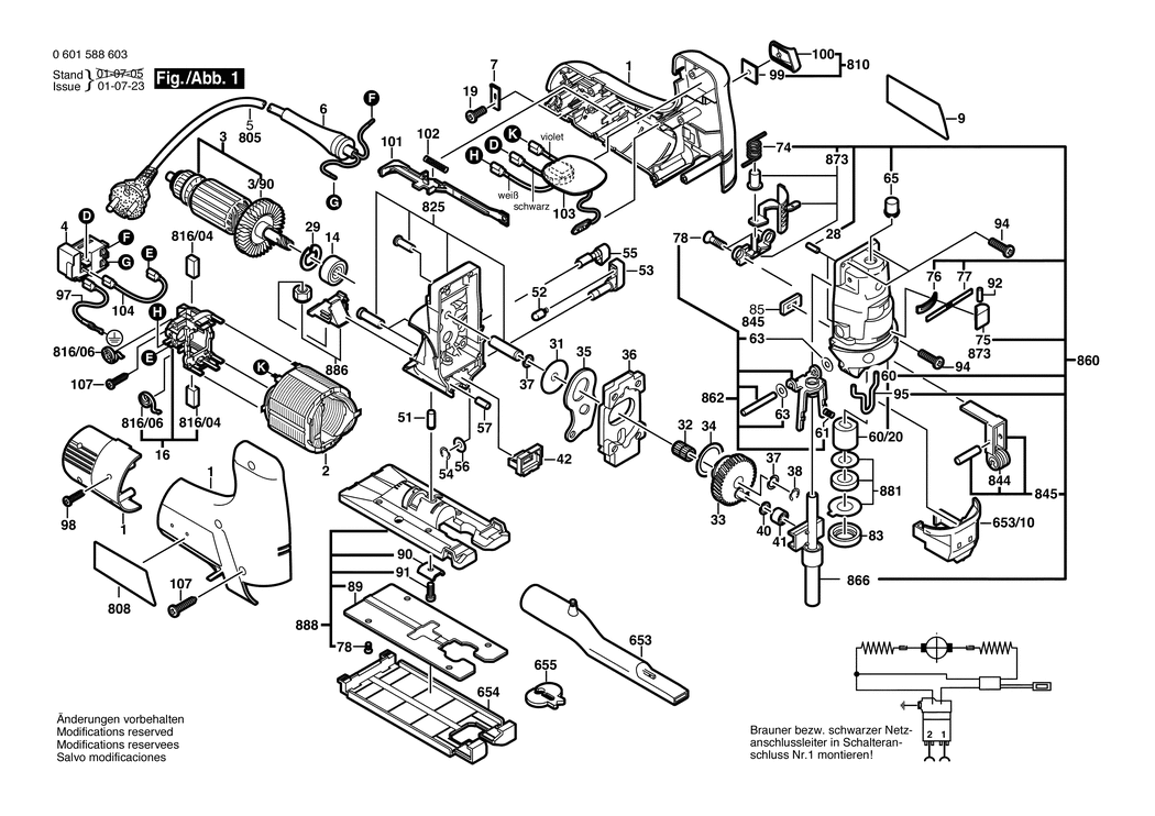 Bosch GST 100 CE / 0601588632 / CH 230 Volt Spare Parts