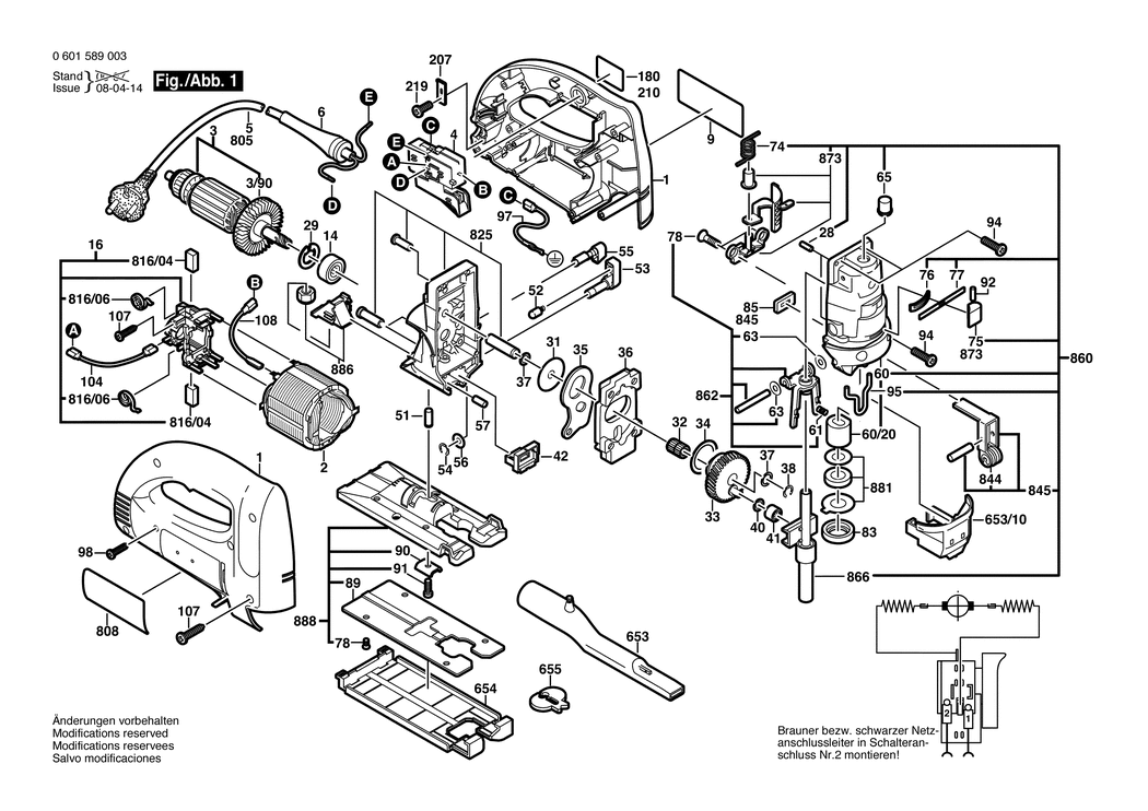 Bosch GST 100 B / 0601589041 / GB 110 Volt Spare Parts